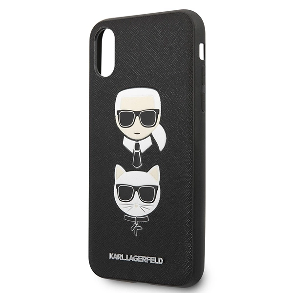 Karl Lagerfeld Saffiano Karl&Choupette Head case for iPhone XS Max - blackeng