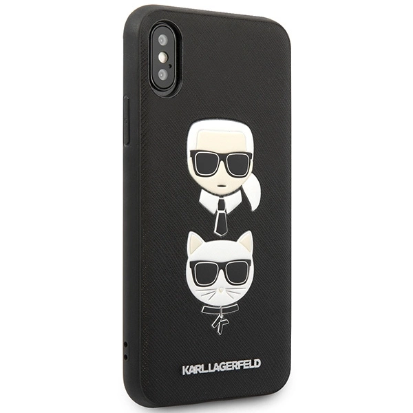 Karl Lagerfeld Saffiano Karl&Choupette Head case for iPhone XS Max - blackeng