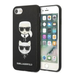 Karl Lagerfeld KLHCI8SAKICKCBK iPhone 7/8 / SE 2020 / SE 2022 black/black hardcase Saffiano Karl&Choupette Headeng