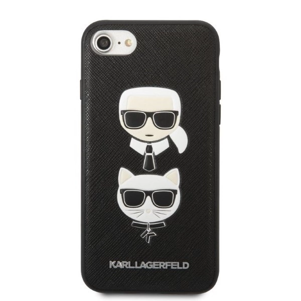 Karl Lagerfeld KLHCI8SAKICKCBK iPhone 7/8 / SE 2020 / SE 2022 black/black hardcase Saffiano Karl&Choupette Headeng