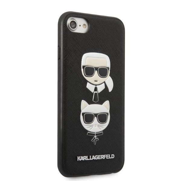 Karl Lagerfeld KLHCI8SAKICKCBK iPhone 7/8 / SE 2020 / SE 2022 black/black hardcase Saffiano Karl&Choupette Headeng
