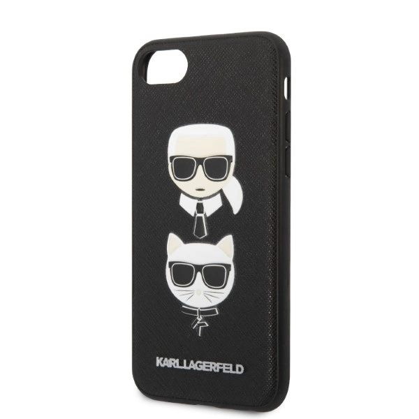 Karl Lagerfeld KLHCI8SAKICKCBK iPhone 7/8 / SE 2020 / SE 2022 black/black hardcase Saffiano Karl&Choupette Headeng