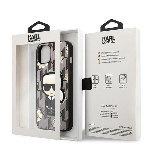 Karl Lagerfeld Flower Ikonik Karl case for iPhone 13 mini - grayeng