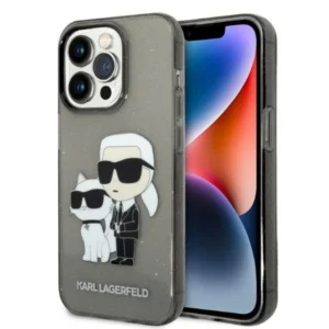 Karl Lagerfeld Glitter Karl&Choupette case for iPhone 14 Pro - blackeng
