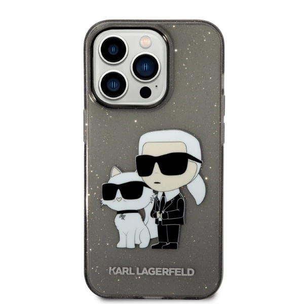Karl Lagerfeld Glitter Karl&Choupette case for iPhone 14 Pro - blackeng
