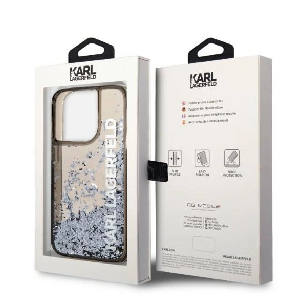 Karl Lagerfeld Liquid Glitter Elong case for iPhone 14 Pro - blackeng