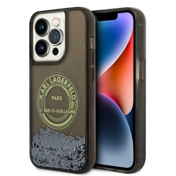 Karl Lagerfeld Liquid Glitter RSG case for iPhone 14 Pro - blackeng