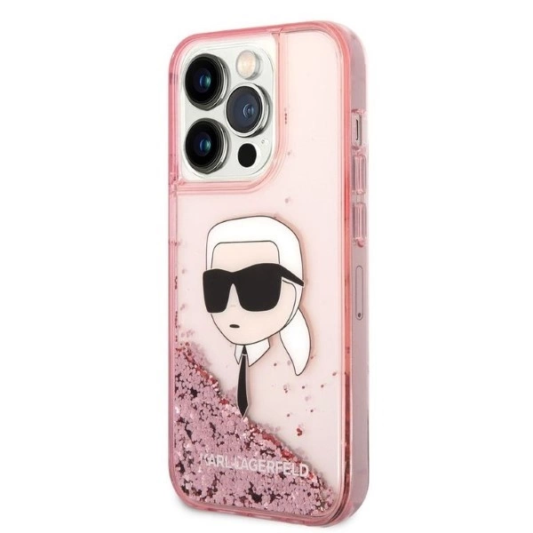 Karl Lagerfeld Glitter Karl's Head case for iPhone 14 Pro - pinkeng
