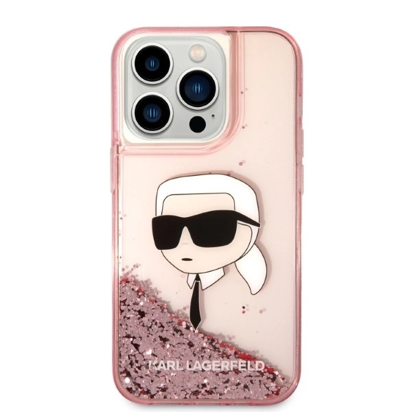Karl Lagerfeld Glitter Karl's Head case for iPhone 14 Pro - pinkeng
