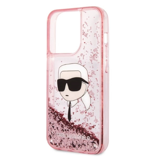 Karl Lagerfeld Glitter Karl's Head case for iPhone 14 Pro - pinkeng