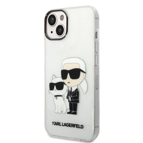 Karl Lagerfeld Glitter Karl&Choupette case for iPhone 14 Plus - transparenteng