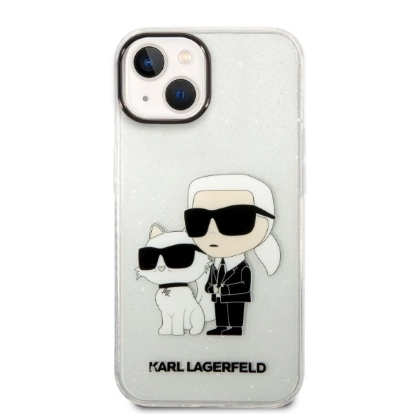 Karl Lagerfeld Glitter Karl&Choupette case for iPhone 14 Plus - transparenteng