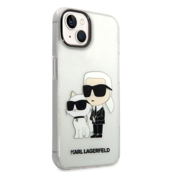 Karl Lagerfeld Glitter Karl&Choupette case for iPhone 14 Plus - transparenteng
