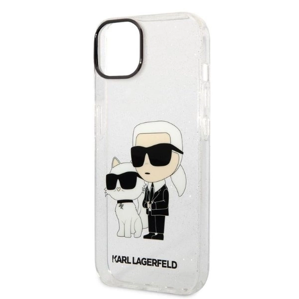 Karl Lagerfeld Glitter Karl&Choupette case for iPhone 14 Plus - transparenteng