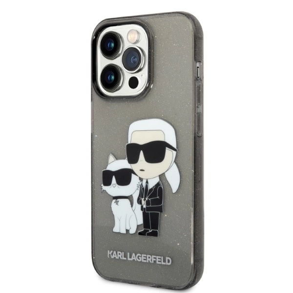 Karl Lagerfeld Glitter Karl&Choupette case for iPhone 14 Pro Max - blackeng