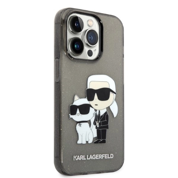Karl Lagerfeld Glitter Karl&Choupette case for iPhone 14 Pro Max - blackeng