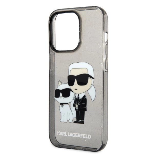 Karl Lagerfeld Glitter Karl&Choupette case for iPhone 14 Pro Max - blackeng