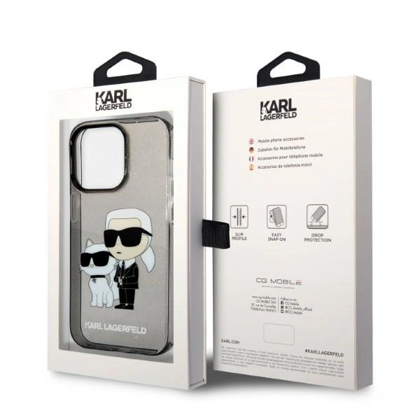 Karl Lagerfeld Glitter Karl&Choupette case for iPhone 14 Pro Max - blackeng