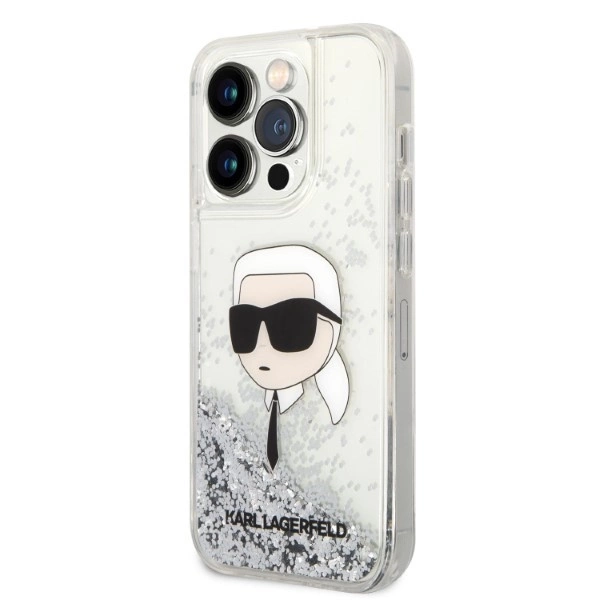 Karl Lagerfeld Glitter Karl's Head case for iPhone 14 Pro Max - silvereng