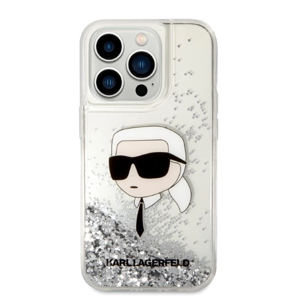 Karl Lagerfeld Glitter Karl's Head case for iPhone 14 Pro Max - silvereng