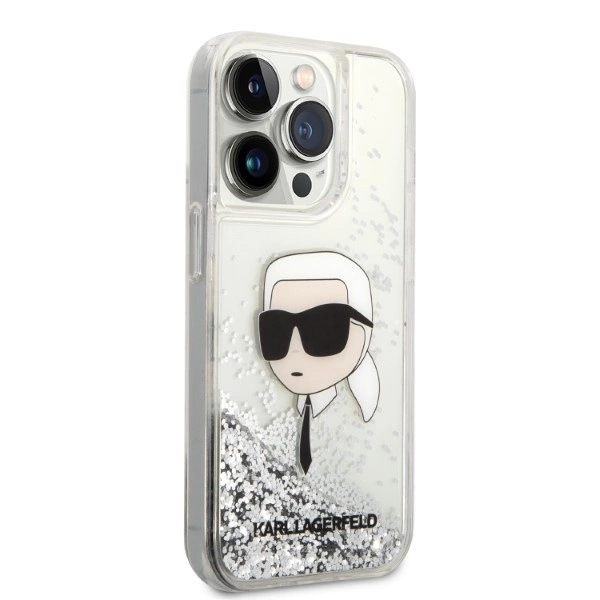 Karl Lagerfeld Glitter Karl's Head case for iPhone 14 Pro Max - silvereng