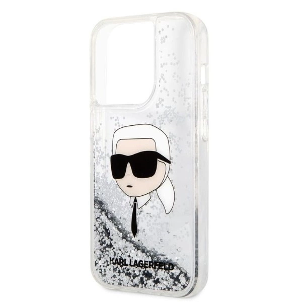 Karl Lagerfeld Glitter Karl's Head case for iPhone 14 Pro Max - silvereng