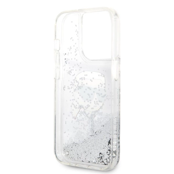 Karl Lagerfeld Glitter Karl's Head case for iPhone 14 Pro Max - silvereng