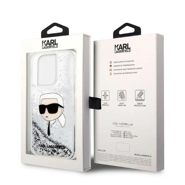 Karl Lagerfeld Glitter Karl's Head case for iPhone 14 Pro Max - silvereng
