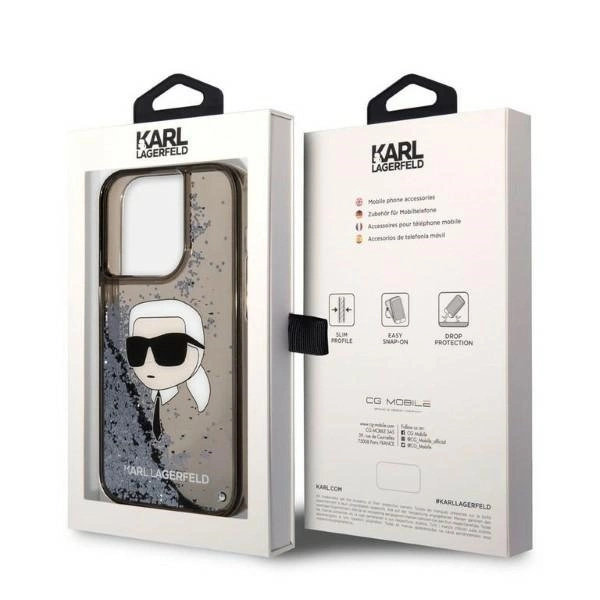 Karl Lagerfeld Glitter Karl's Head case for iPhone 14 Pro Max - blackeng