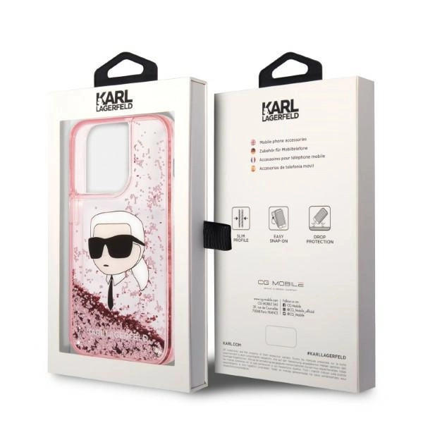 Karl Lagerfeld Glitter Karl's Head case for iPhone 14 Pro Max - pinkeng