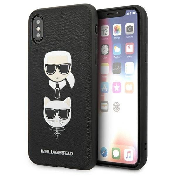 Karl Lagerfeld Saffiano Karl&Choupette Head case for iPhone X/XS - blackeng