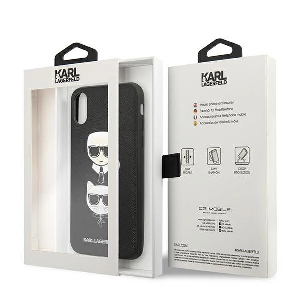 Karl Lagerfeld Saffiano Karl&Choupette Head case for iPhone X/XS - blackeng