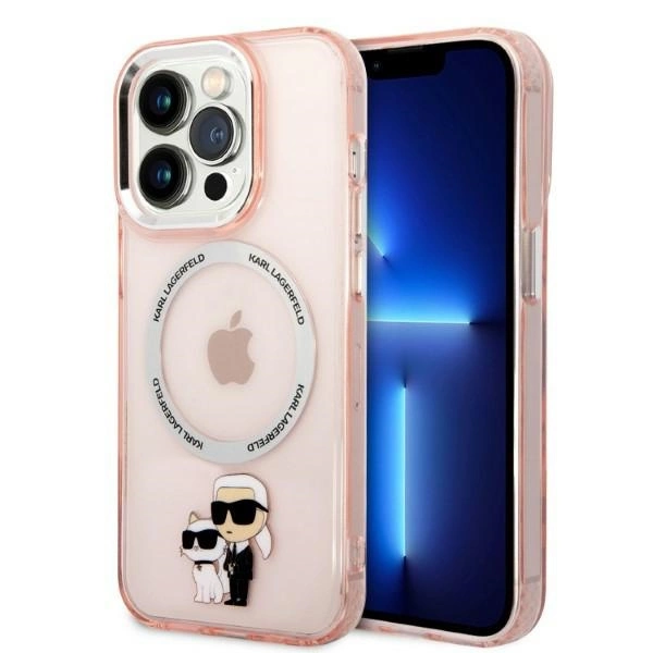 Etui Karl Lagerfeld Iconic Karl&Choupette MagSafe na iPhone 14 Pro Max - różowepol
