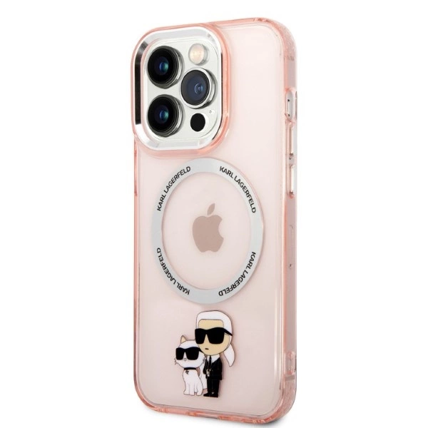 Etui Karl Lagerfeld Iconic Karl&Choupette MagSafe na iPhone 14 Pro Max - różowepol