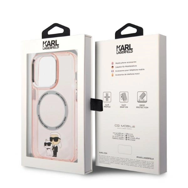 Etui Karl Lagerfeld Iconic Karl&Choupette MagSafe na iPhone 14 Pro Max - różowepol