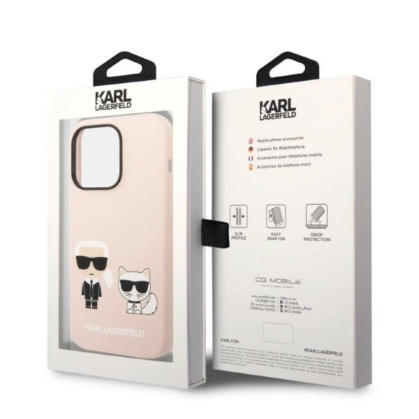 Karl Lagerfeld KLHMP14XSSKCI iPhone 14 Pro Max 6.7" hardcase light pink/light pink Silicone Karl & Choupette Magsafeeng