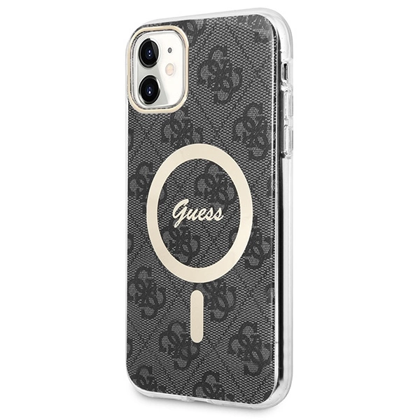 Set Guess GUBPN61H4EACSK Case+Charger iPhone 11 6.1" black/black hard case 4G Print MagSafeeng