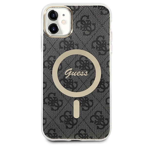 Set Guess GUBPN61H4EACSK Case+Charger iPhone 11 6.1" black/black hard case 4G Print MagSafeeng