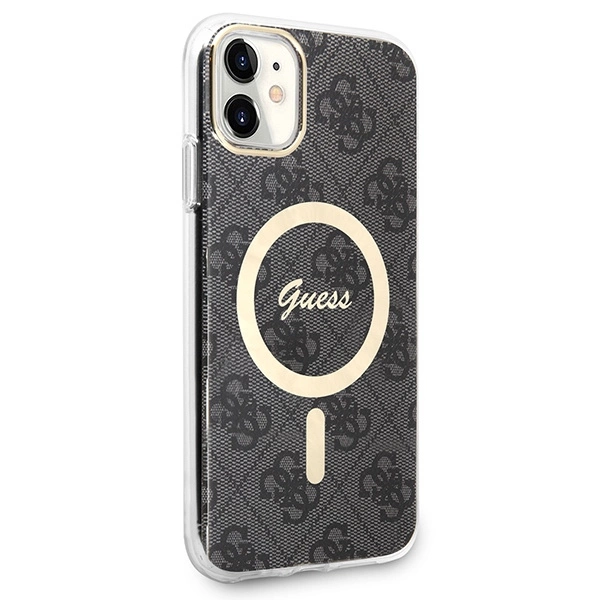 Set Guess GUBPN61H4EACSK Case+Charger iPhone 11 6.1" black/black hard case 4G Print MagSafeeng