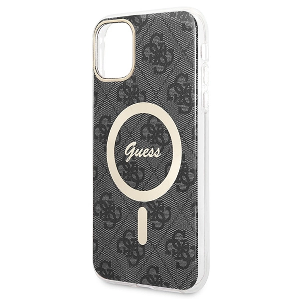 Set Guess GUBPN61H4EACSK Case+Charger iPhone 11 6.1" black/black hard case 4G Print MagSafeeng