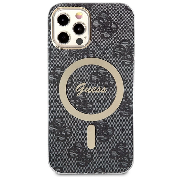 Set Guess GUBPP12MH4EACSK Case+ Charger iPhone 12/12 Pro black/black hard case 4G Print MagSafeeng