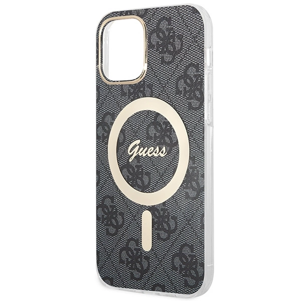 Set Guess GUBPP12MH4EACSK Case+ Charger iPhone 12/12 Pro black/black hard case 4G Print MagSafeeng