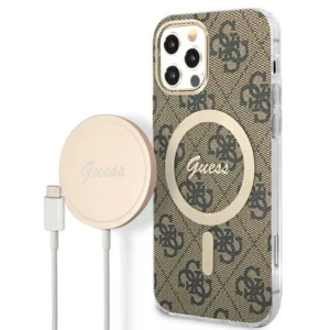 Set Guess GUBPP12MH4EACSW Case+ Charger iPhone 12/12 Pro brown/brown hard case 4G Print MagSafeeng