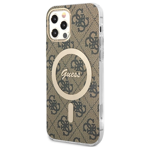 Set Guess GUBPP12MH4EACSW Case+ Charger iPhone 12/12 Pro brown/brown hard case 4G Print MagSafeeng