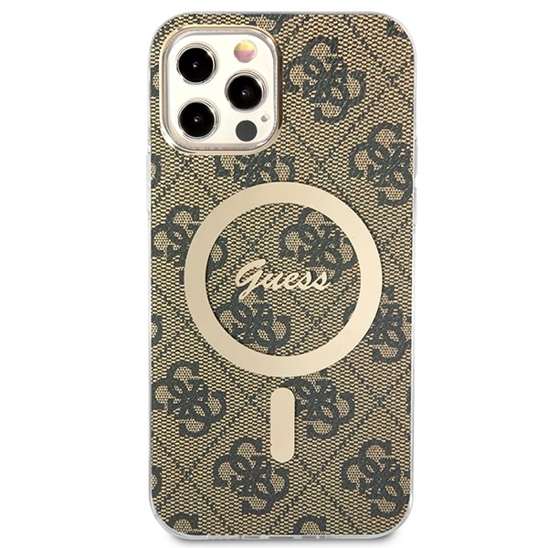 Set Guess GUBPP12MH4EACSW Case+ Charger iPhone 12/12 Pro brown/brown hard case 4G Print MagSafeeng