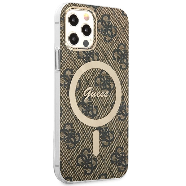 Set Guess GUBPP12MH4EACSW Case+ Charger iPhone 12/12 Pro brown/brown hard case 4G Print MagSafeeng