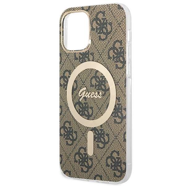 Set Guess GUBPP12MH4EACSW Case+ Charger iPhone 12/12 Pro brown/brown hard case 4G Print MagSafeeng