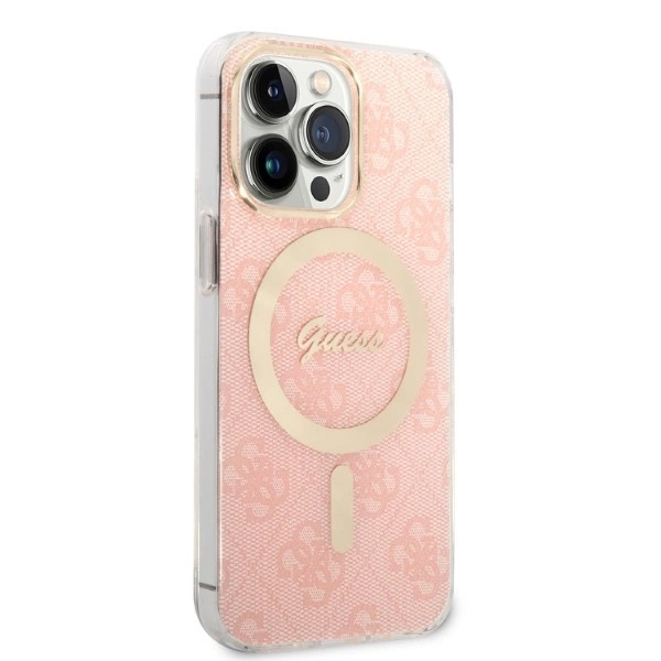 Set Guess GUBPP13LH4EACSP Case+ Charger iPhone 13 Pro pink/pink hard case 4G Print MagSafeeng