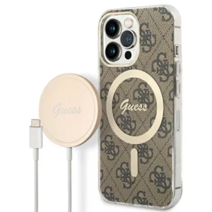 Set Guess GUBPP13LH4EACSW Case+ Charger iPhone 13 Pro brown/brown hard case 4G Print MagSafeeng