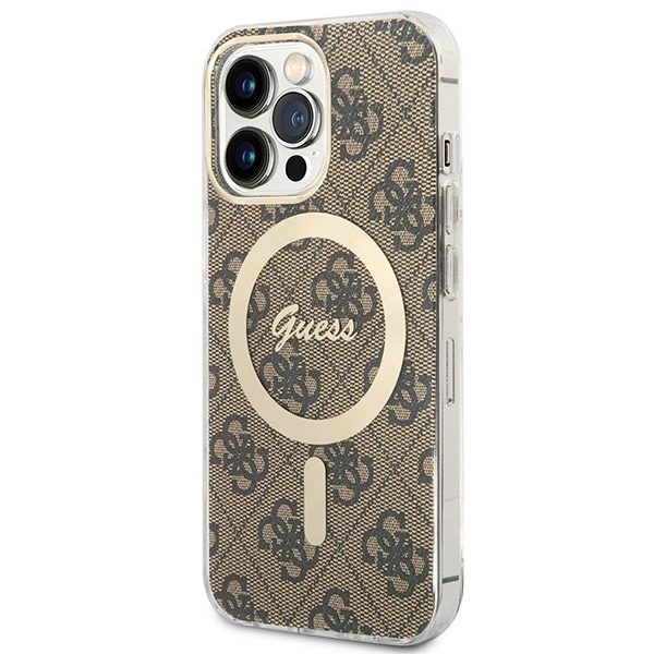 Set Guess GUBPP13LH4EACSW Case+ Charger iPhone 13 Pro brown/brown hard case 4G Print MagSafeeng